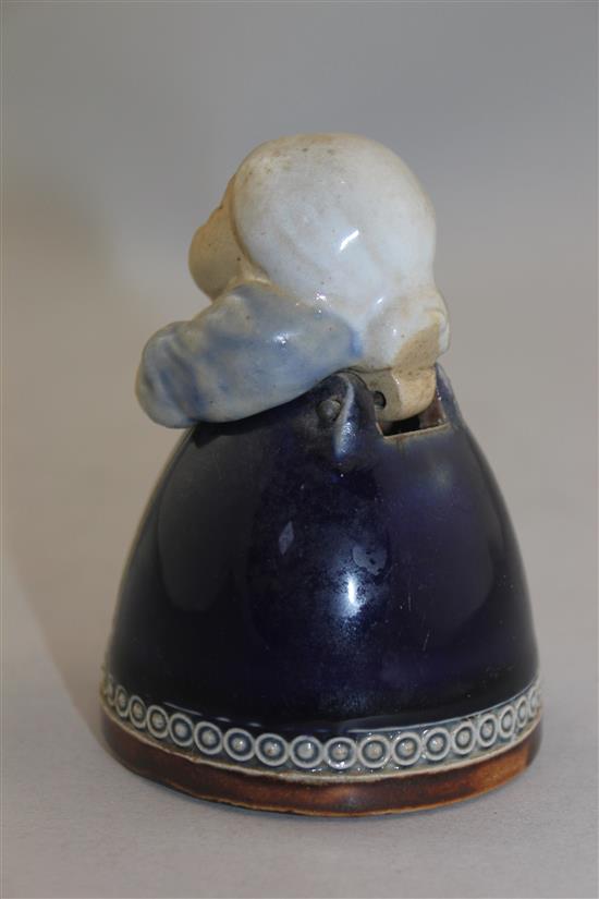 Suffragette Movement Interest: A Royal Doulton stoneware figural inkwell and cover, early 20th century, 8.5cm